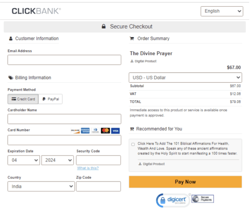  The Divine Prayer Checkout Page